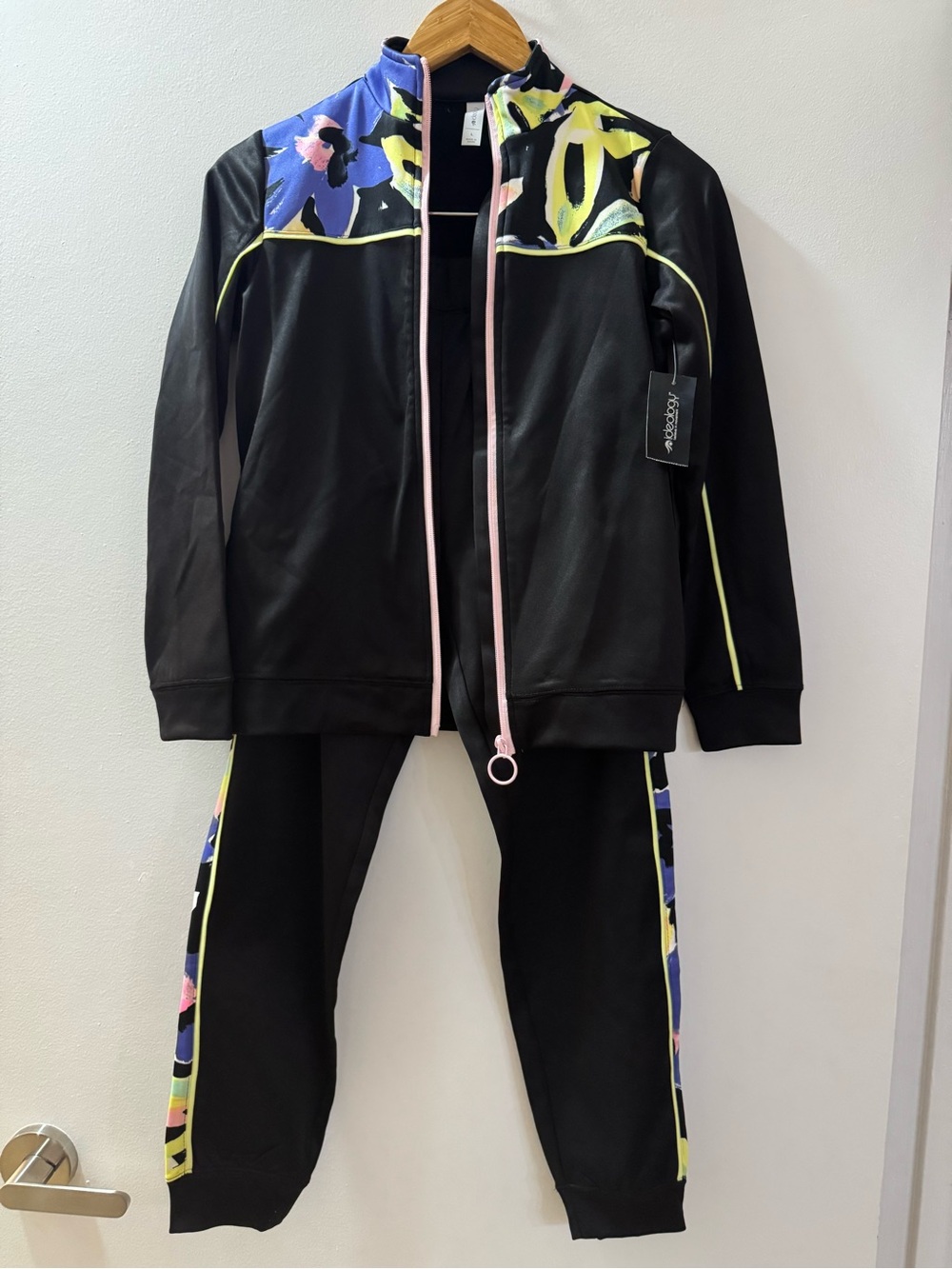 Ideology Black Jacket & Joggers Set with Floral Accent